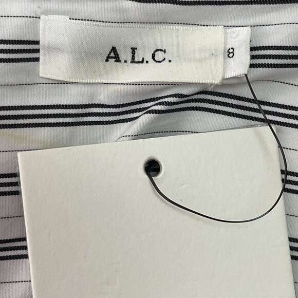 NWT A.L.C. Women's White Black Striped Wrap Asymmetrical Skirt Size 8 - Picture 7 of 15